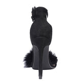 Women's Wide Buckle Ankle Strap Fuzzy Toe Strap Stiletto Heels - vmlfashion-com