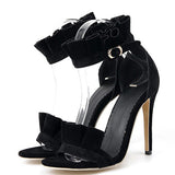 Women's Ruffle Ankle Strap SandalStiletto Heels - vmlfashion-com