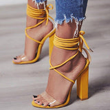 Women's 5" Chunky Heels Wrapped Strap Design - vmlfashion-com