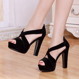 Women's Cross Strap Stilettos  Peep Toe High Heels - vmlfashion-com