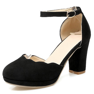 Women's Black Wide Heel Slipper Shoes - vmlfashion-com