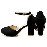 Women's Black Wide Heel Slipper Shoes - vmlfashion-com