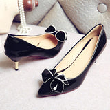 Women's Patent Leather Kitten Heels Pointed Toes Heels - vmlfashion-com