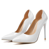 Women's Pointed-Toed Patent Notched Openings High Heels shoes - vmlfashion-com