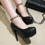 Women's Black Platform Soles High Heels shoes - vmlfashion-com