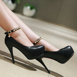 Women's Black Platform Soles High Heels shoes - vmlfashion-com