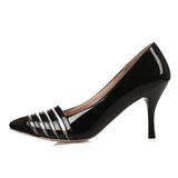 Women's Elegant Striped Kitty Heel Shoes - vmlfashion-com