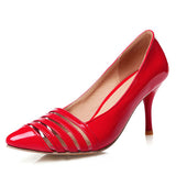 Women's Elegant Striped Kitty Heel Shoes - vmlfashion-com