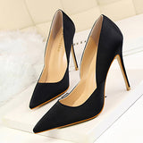 Women's Super Tall Stiletto High Heels Soft Satin Fabric Outer Pointed Shoes - vmlfashion-com