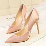 Women's Super Tall Stiletto High Heels Soft Satin Fabric Outer Pointed Shoes - vmlfashion-com