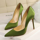 Women's Super Tall Stiletto High Heels Soft Satin Fabric Outer Pointed Shoes - vmlfashion-com