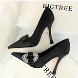 Women's Satin Stiletto High Heel Wine Glass Style High Heels shoes - vmlfashion-com