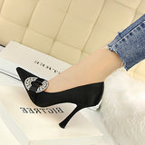 Women's Satin Stiletto High Heel Wine Glass Style High Heels shoes - vmlfashion-com