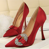 Women's Satin Stiletto High Heel Wine Glass Style High Heels shoes - vmlfashion-com