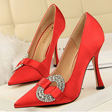 Women's Satin Stiletto High Heel Wine Glass Style High Heels shoes - vmlfashion-com