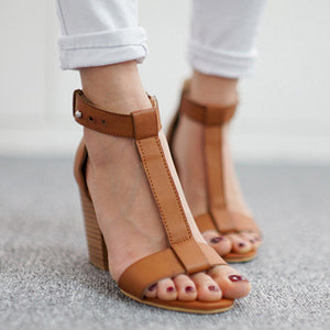 Women's Open Toe T Strap Heels Shoes - vmlfashion-com