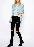 Women's Black Damaged Jeans - vmlfashion-com