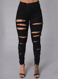 Women Sexy Black Damage Jeans - vmlfashion-com