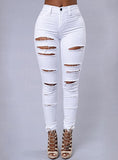 Women Sexy Black Damage Jeans - vmlfashion-com