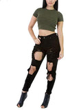 Women Black Ripp Pencel Jeans - vmlfashion-com