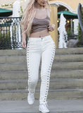 Women's Skinny Jeans  Studded Sides Black Jeans - vmlfashion-com