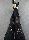 Women Sexy Black Damage Jeans - vmlfashion-com