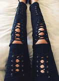 Women Sexy Black Damage Jeans - vmlfashion-com