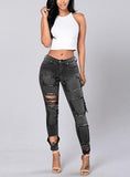 Dark Blue Faded Heavily Damaged Jeans - vmlfashion-com