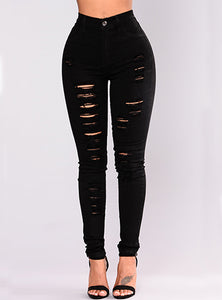 Women's Black Denim Skinny Jeans - Extreme Distressing - vmlfashion-com