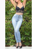 Women's Faded Blue  Jeans - vmlfashion-com