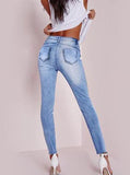 Women's Damaged Skinny Jeans Patchwork Style - vmlfashion-com