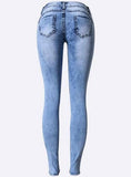 Women's Damaged Skinny Jeans Patchwork Style - vmlfashion-com