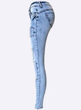 Women's Damaged Skinny Jeans Patchwork Style - vmlfashion-com