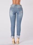 Women Sexy Blue Damage Jeans - vmlfashion-com