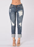 Women Sexy Blue Damage Jeans - vmlfashion-com