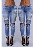 Women  Blue Damage Jeans - vmlfashion-com