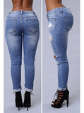 Women  Blue Damage Jeans - vmlfashion-com