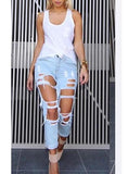 Women's Individually Damaged Blue Jeans - vmlfashion-com