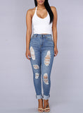 Women Damage Cutout Skinny Jeans - vmlfashion-com