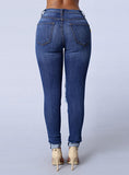 Women Dark Blue Damage Jeans - vmlfashion-com