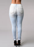 Women Dark Blue Damage Jeans - vmlfashion-com