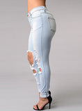 Women Dark Blue Damage Jeans - vmlfashion-com