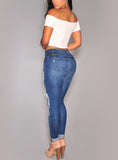 Women Damage Blue Jeans - vmlfashion-com