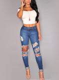 Women Damage Blue Jeans - vmlfashion-com