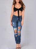 Women Damage Blue Jeans - vmlfashion-com