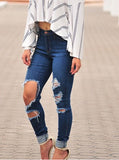 Women Damage Blue Jeans - vmlfashion-com