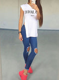 Women Sexy Blue Damage Jeans - vmlfashion-com