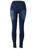 Women Dark Blue Damage Jeans - vmlfashion-com