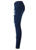 Women Dark Blue Damage Jeans - vmlfashion-com