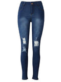 Women Stretch Jeans with Slit Knees Damage - vmlfashion-com